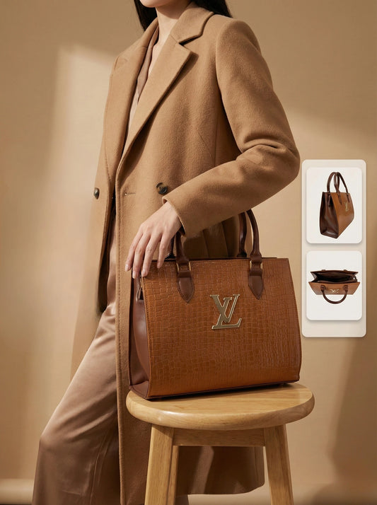 Croc branded Tote Bronze with pouch