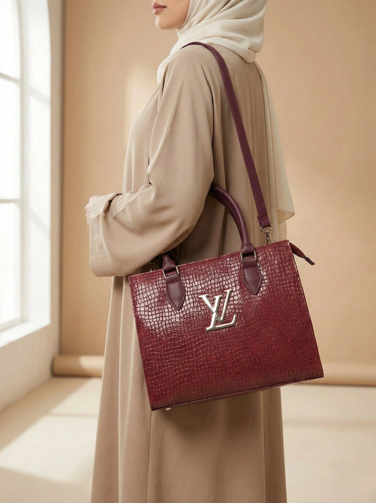 Croc branded Tote Maroon with pouch