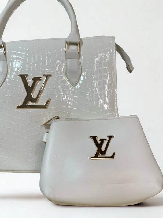 Croc branded Tote white with pouch