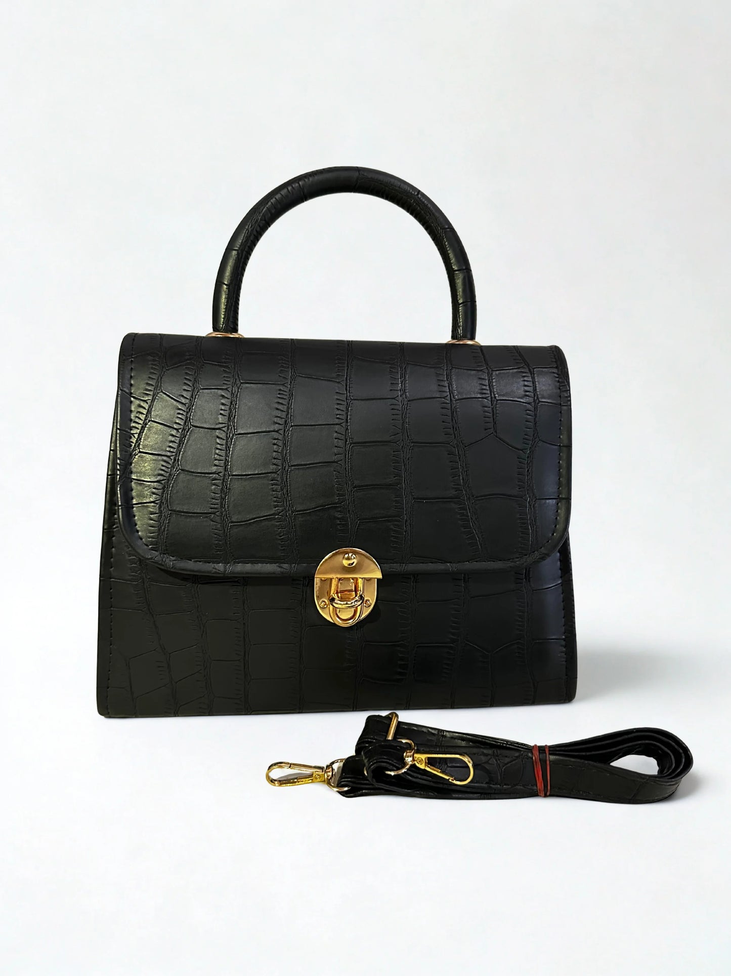 Cross Body Croco Mat Black