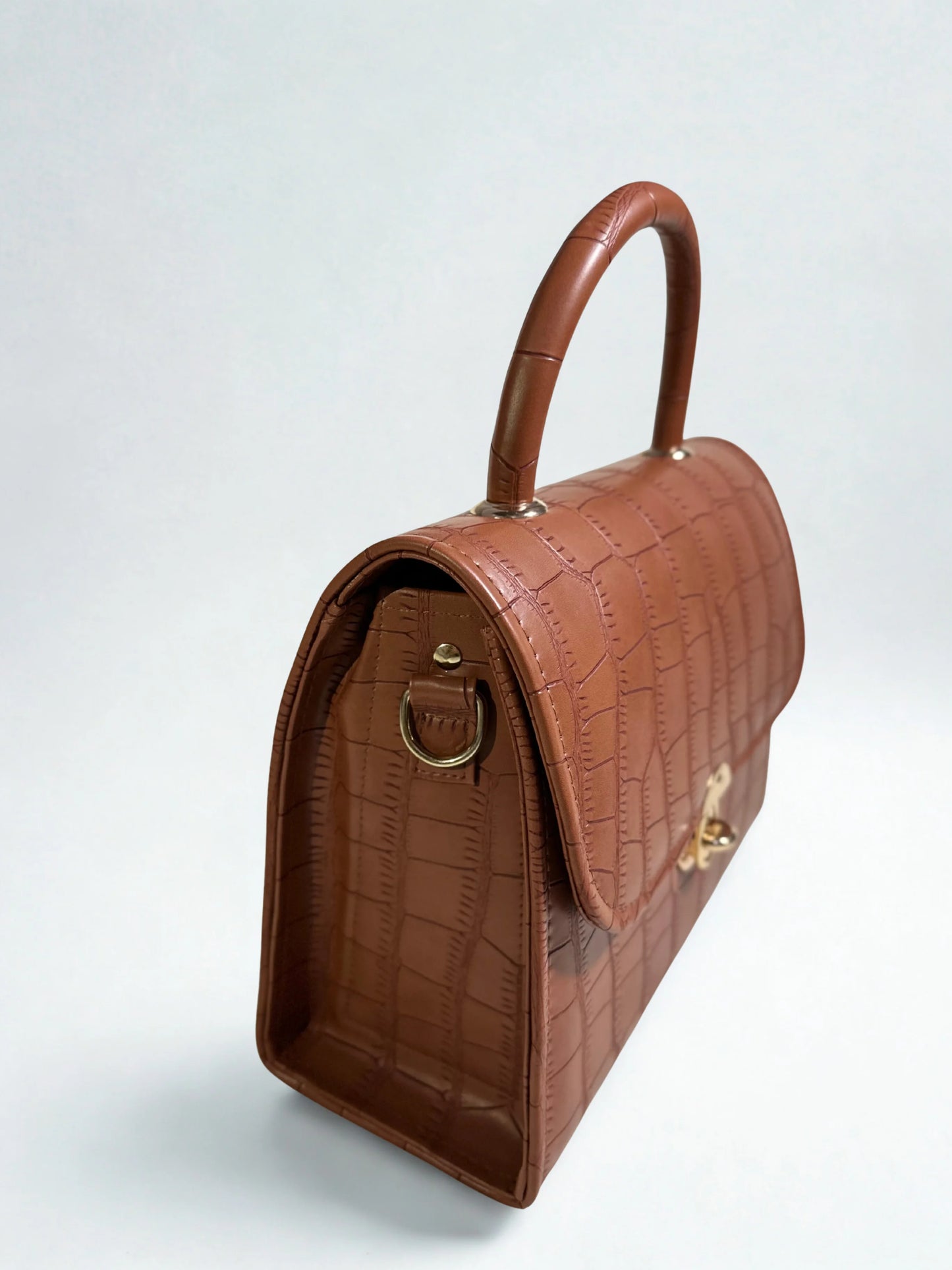 Cross Body Croco Mat Brown