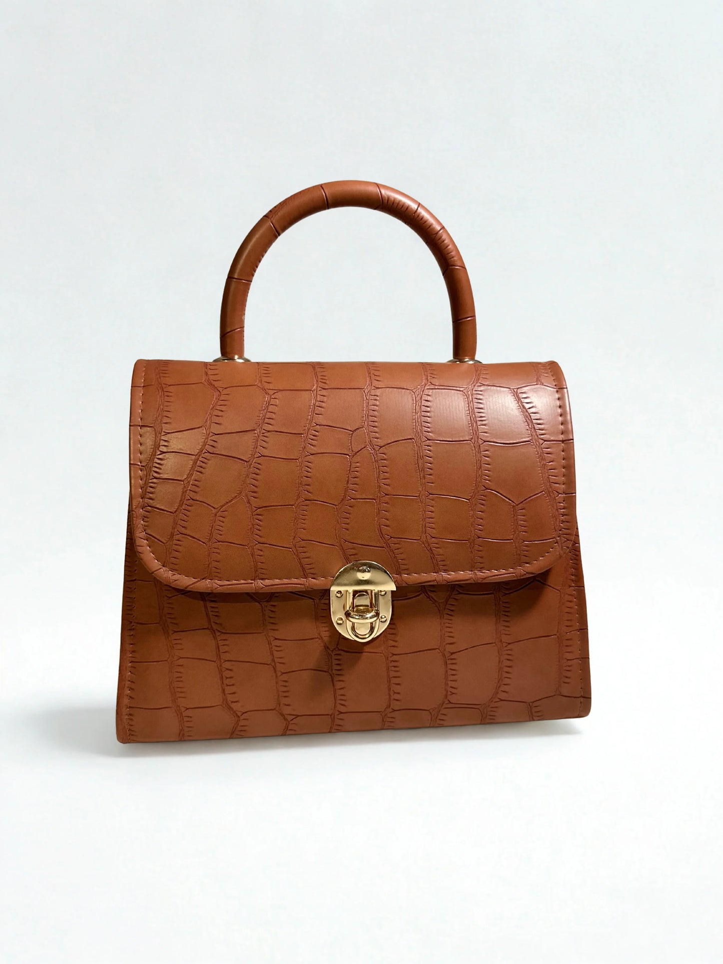Cross Body Croco Mat Brown