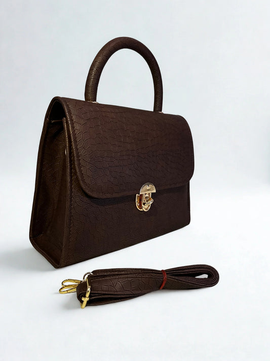 Cross Body Croco Mat Chocolate