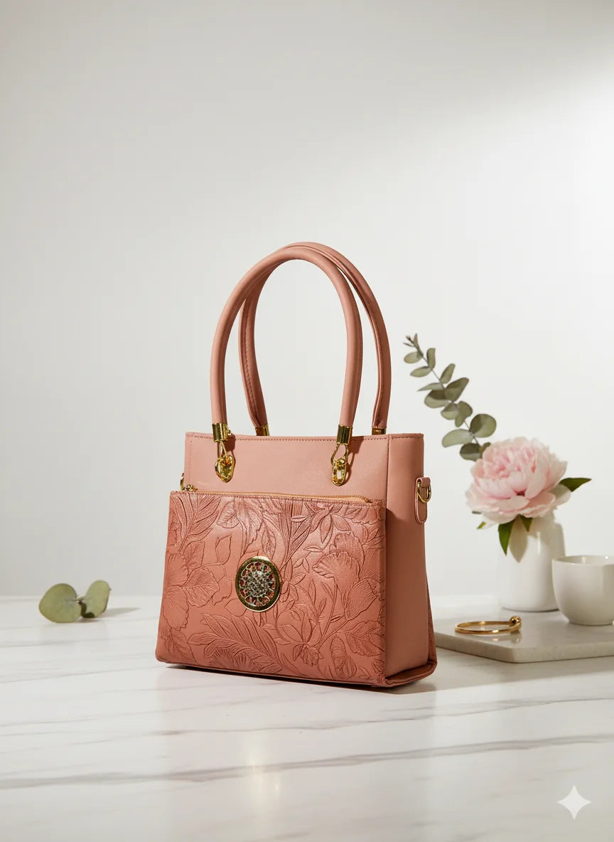 Blush Pink Floral Satchel Bag