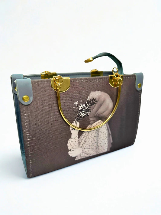 Gray Hijabi Bag Steel Handle