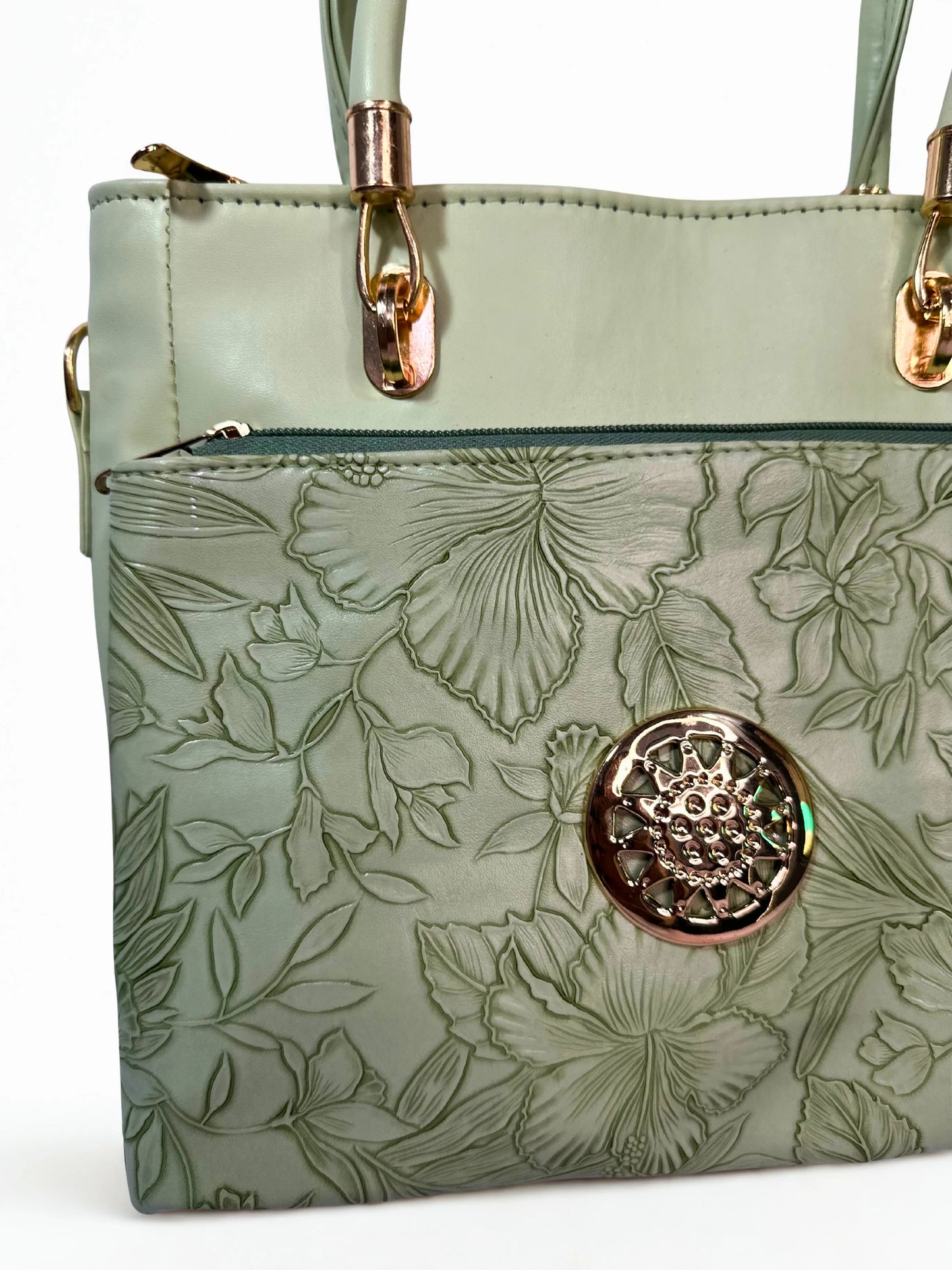 Green Embossed Tote Bag