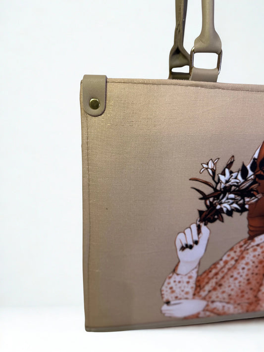 Hijabi Girl Printed Large Beige