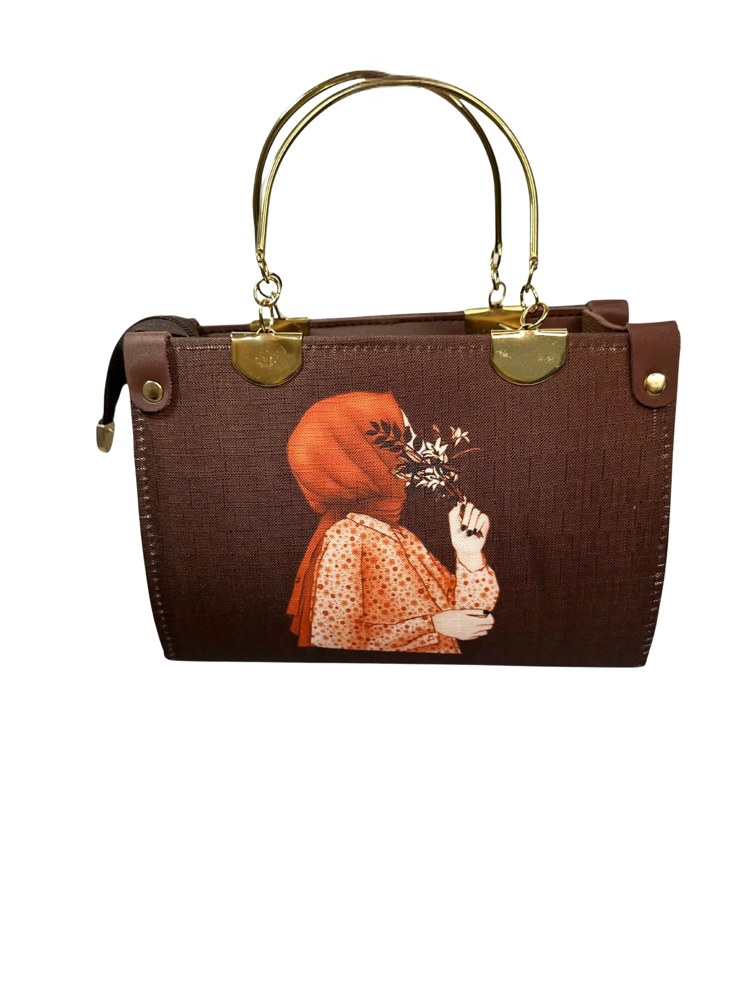 Hijabi Girl Steel Handle Purple Bag