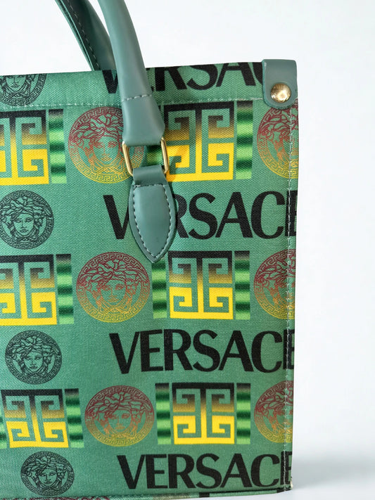Luxury Canvas Tote Green & Gray
