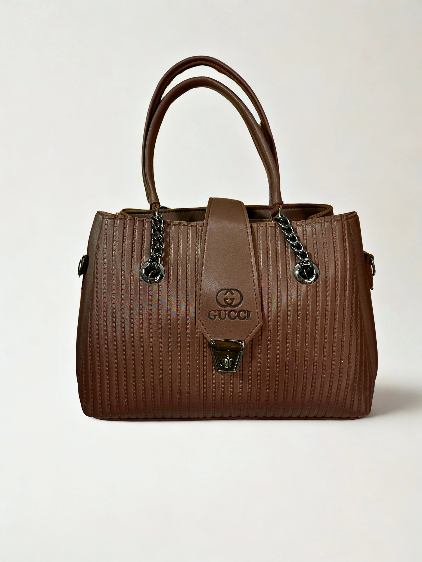 Structured Chain Handbag Brown