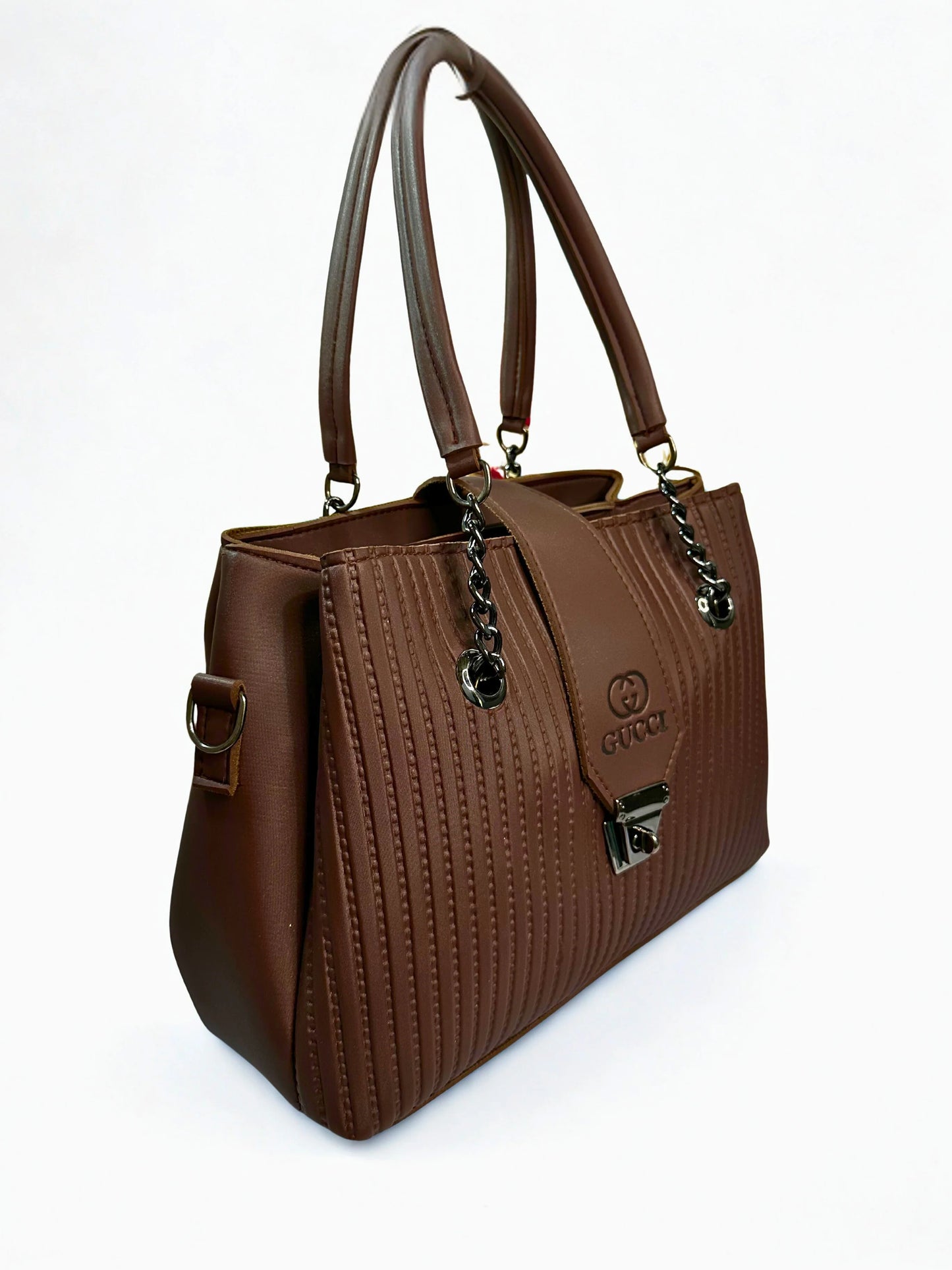 Structured Chain Handbag Brown