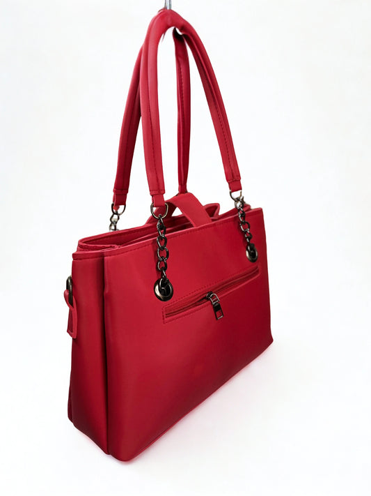 Structured Chain Red Handbag
