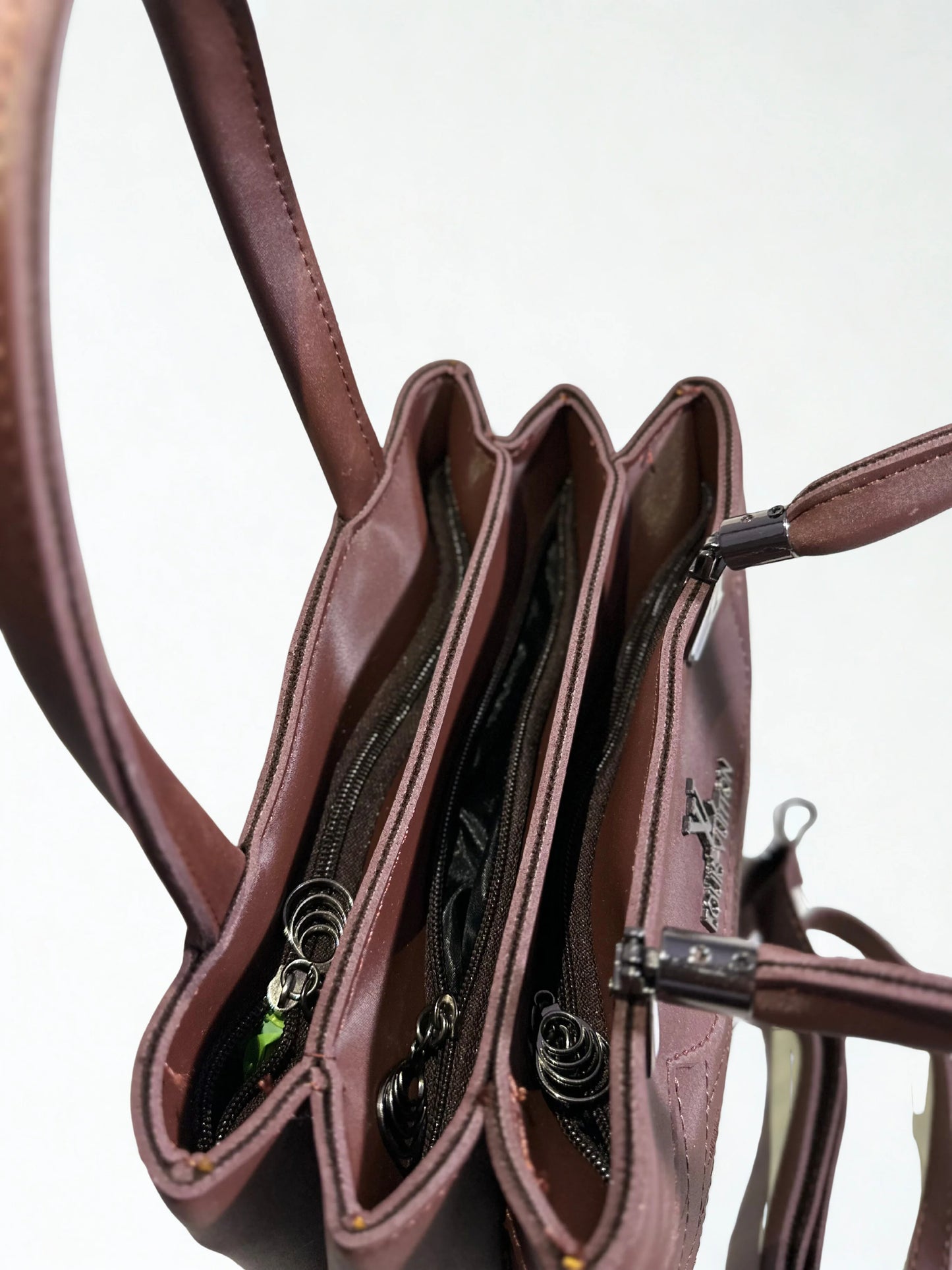 Stylish Embroidery Chocolate Brown Shoulder Handbag