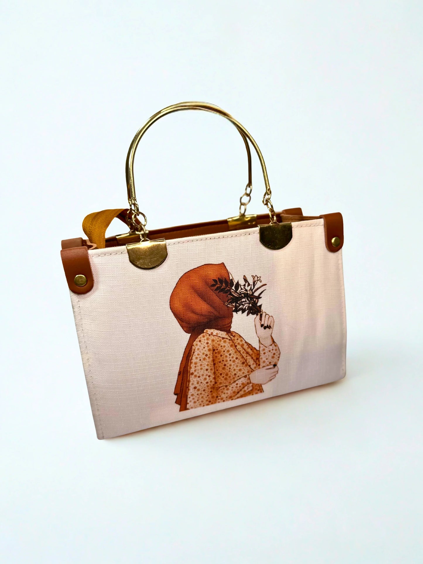 White Hijab Bag Steel Handle
