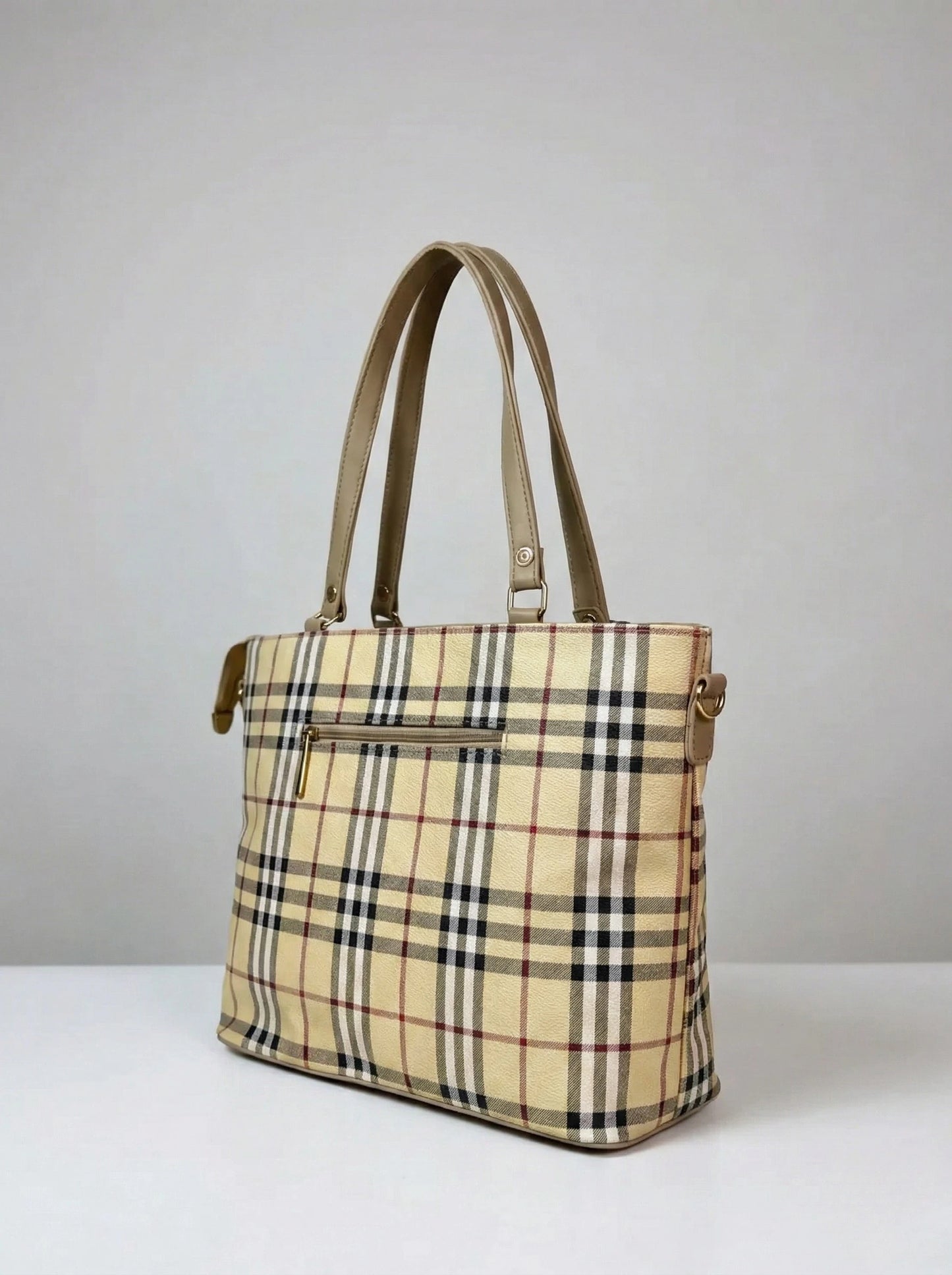 Check Luxe Spacious Tote Beige