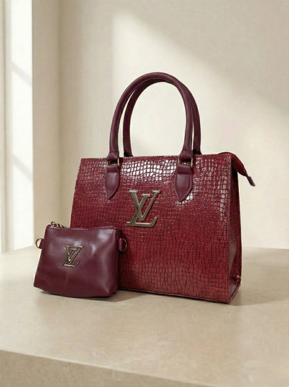 Croc branded Tote Maroon with pouch