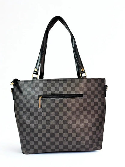 Check Luxe Spacious Tote Black