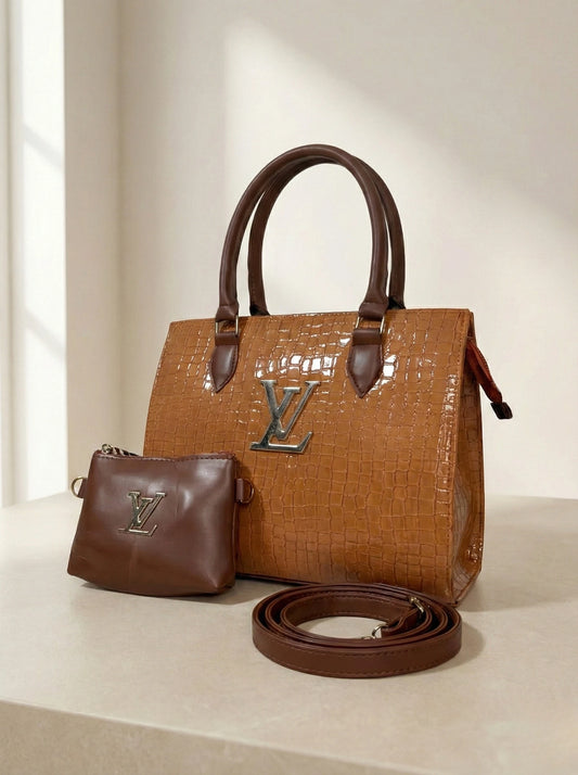 Croc branded Tote Bronze with pouch