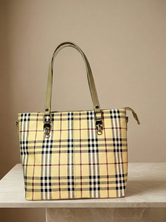 Check Luxe Spacious Tote Beige