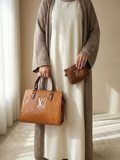 Croc branded Tote Bronze with pouch