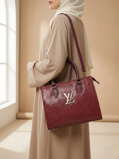Croc branded Tote Maroon with pouch