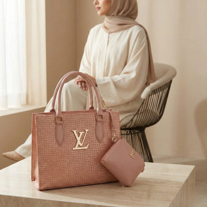 Croc branded Tote Pink with pouch