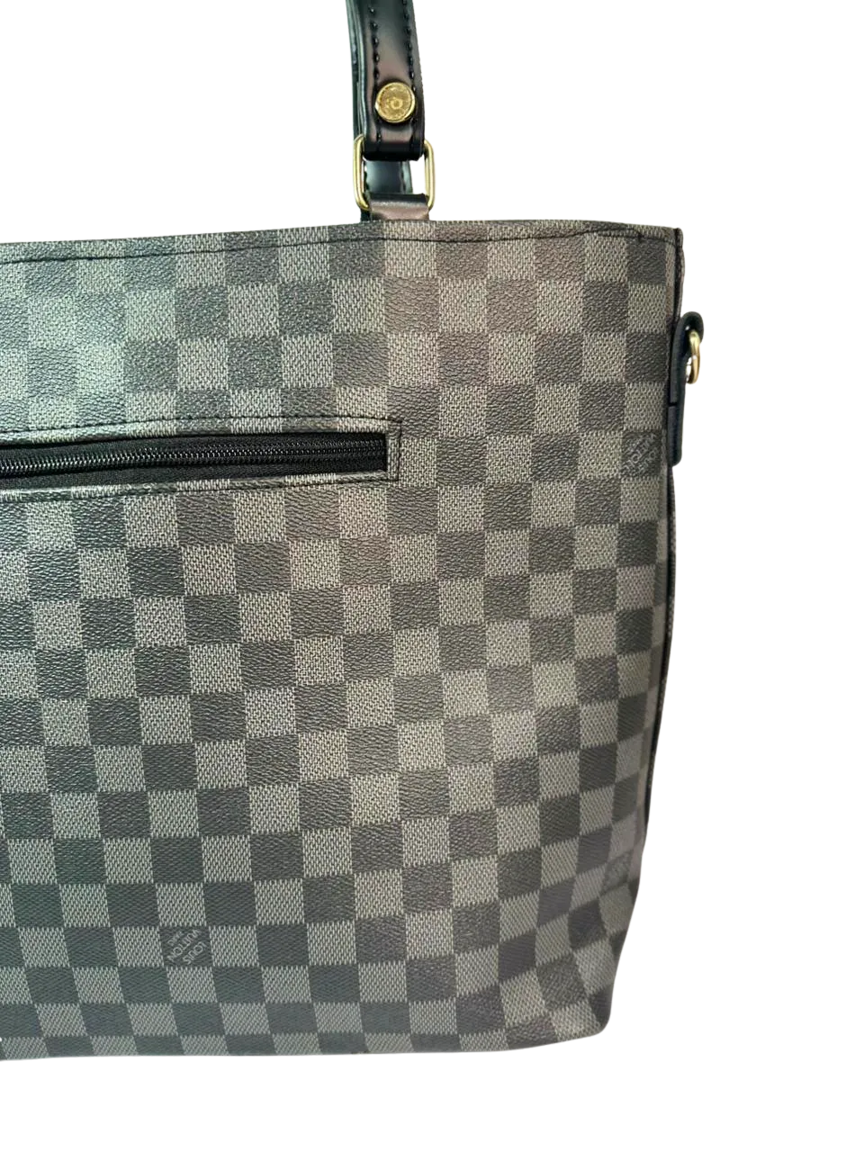 Check Luxe Spacious Tote Black