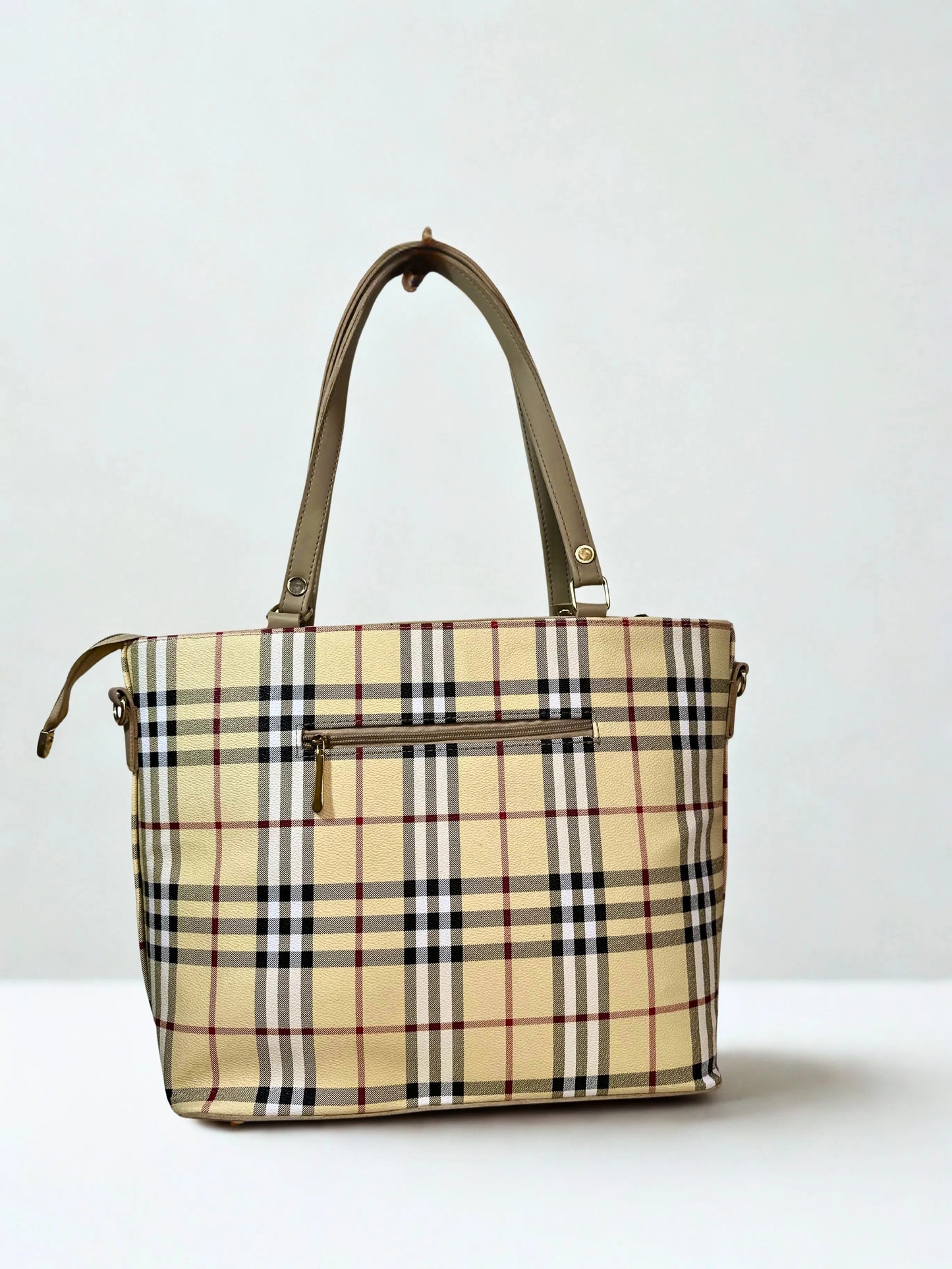 Check Luxe Spacious Tote Beige