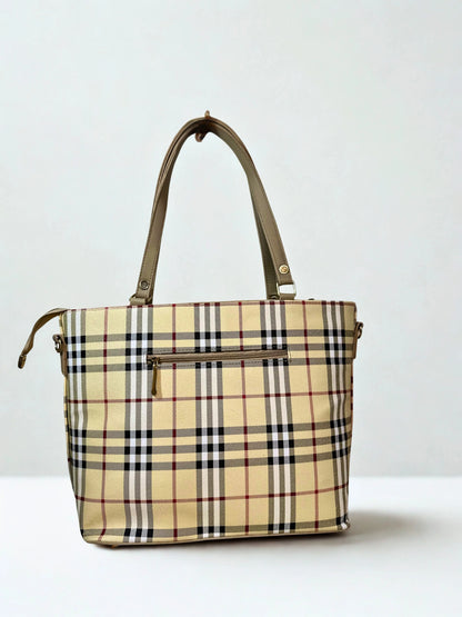 Check Luxe Spacious Tote Beige