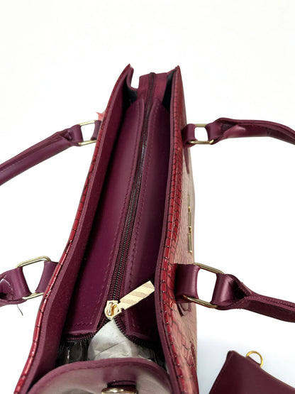Croc branded Tote Maroon with pouch