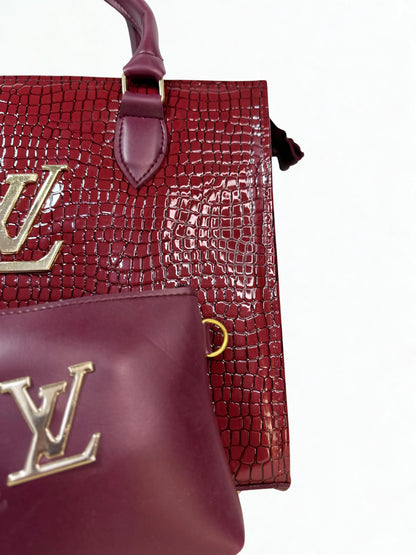 Croc branded Tote Maroon with pouch