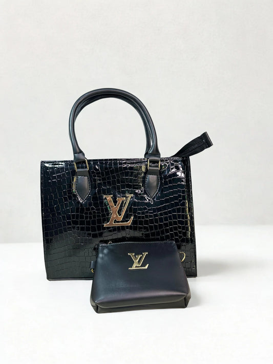 Croc branded Tote Black with pouch