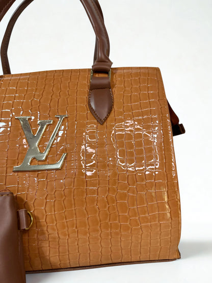 Croc branded Tote Bronze with pouch