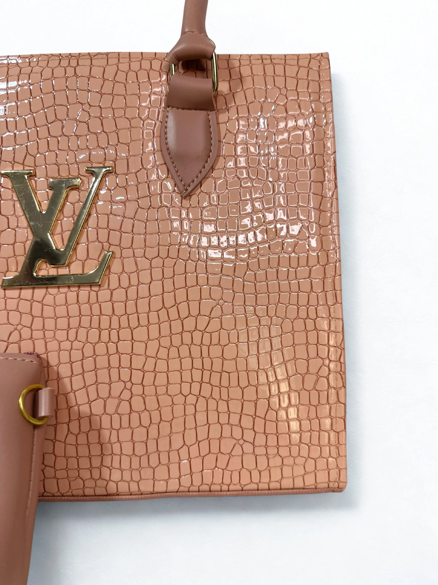 Croc branded Tote Pink with pouch