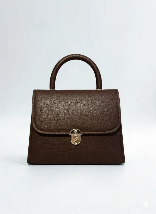 Cross Body Croco Mat Chocolate