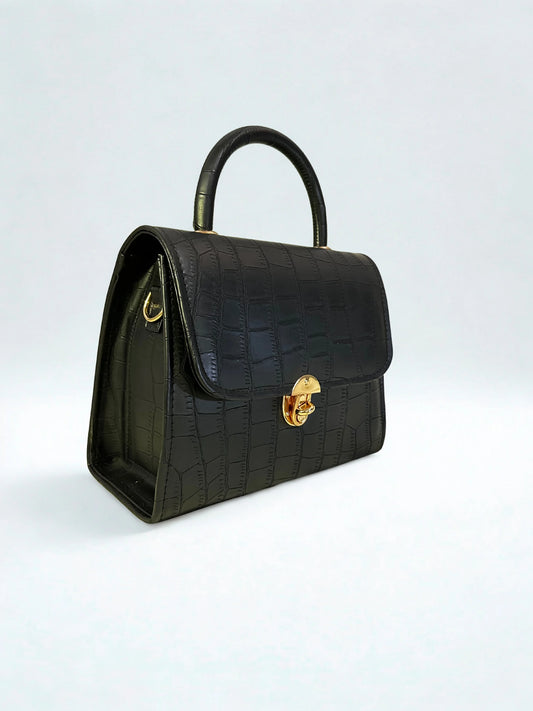 Cross Body Croco Mat Black