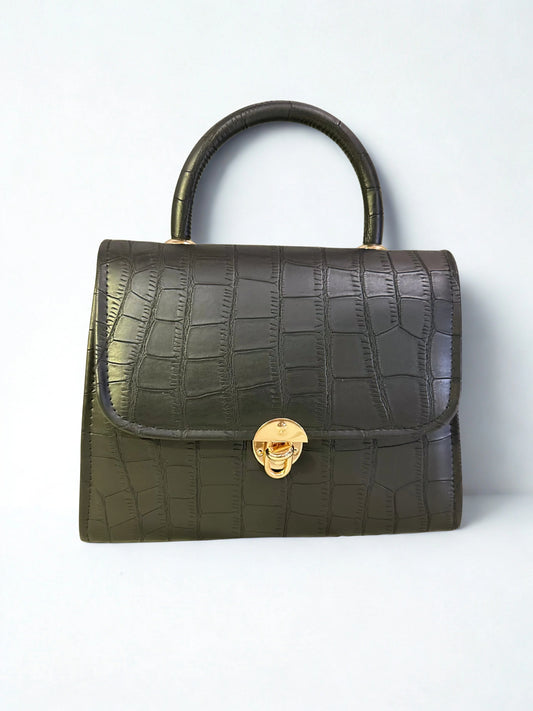 Cross Body Croco Mat Black