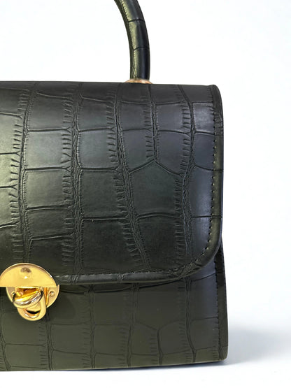 Cross Body Croco Mat Black