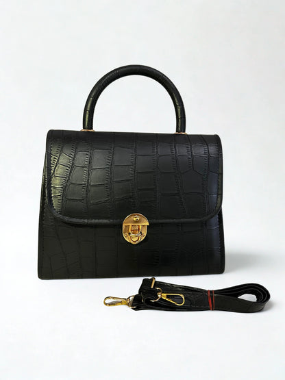 Cross Body Croco Mat Black