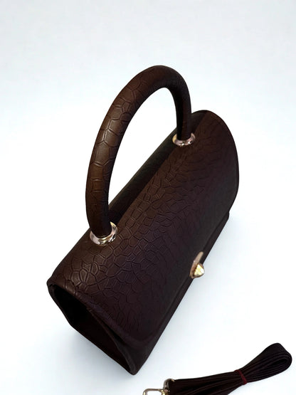 Cross Body Croco Mat Chocolate