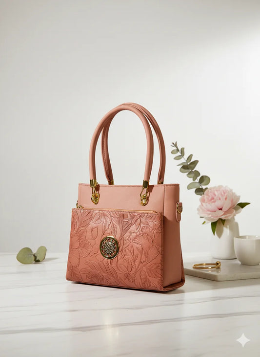 Blush Pink Floral Satchel Bag