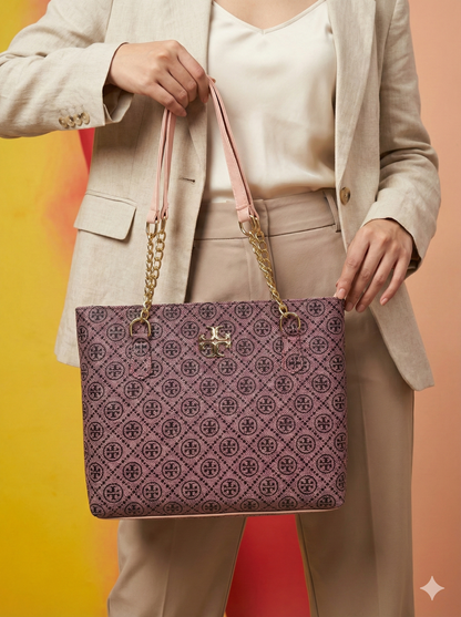 Spacious Chain Bag Light Pink