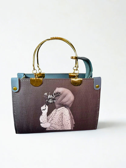 Gray Hijabi Bag Steel Handle