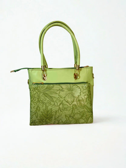 Green Embossed Tote Bag