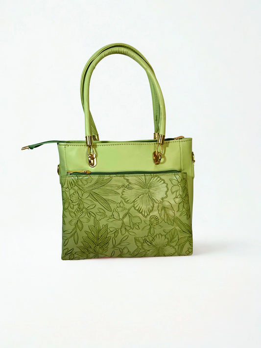 Green Embossed Tote Bag