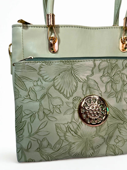 Green Embossed Tote Bag