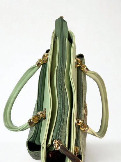 Green Embossed Tote Bag