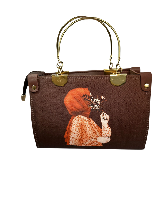 Hijabi Girl Steel Handle Purple Bag