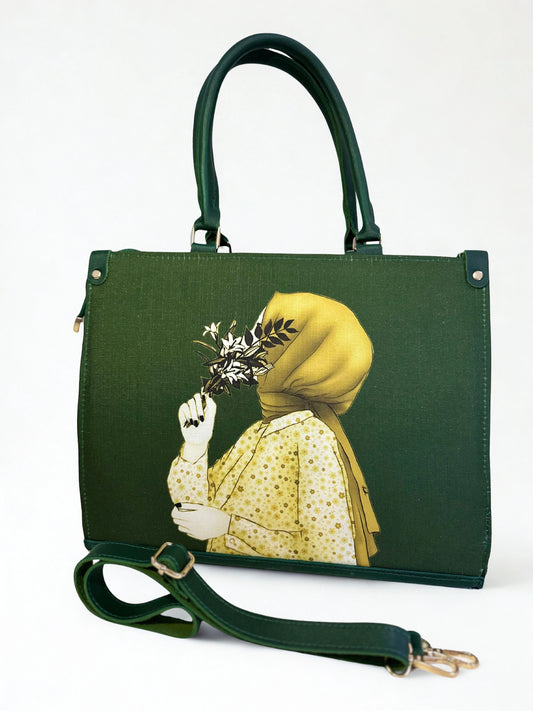 Hijabi Girl Printed Large Green