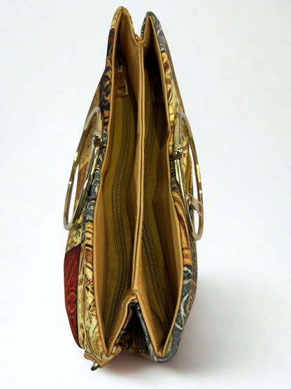 Steel Handle Check Handbag